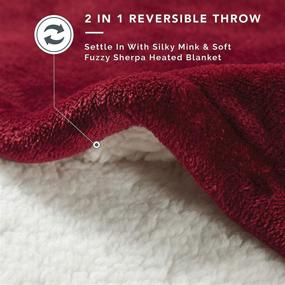 img 1 attached to 🔥 Winter Essential: Plush Sherpa Electric Heated Throw Blanket (Red 50” X 60”) - Washable, Auto Shut Off, UL Safety Certified, 3 Thermal Heat Settings