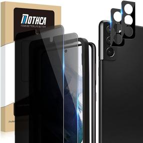 img 4 attached to 📱 Mothca [2+2 Pack] Privacy Screen Protector for Samsung Galaxy S21 Plus/ S21+ 5G 6.7inch – Anti Spy Tempered PET + Camera Lens Tempered Glass Protector with Frame – Fingerprint ID Compatible, Anti-Scratch, Easy Installation