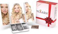 💄 nixada makeup mirror vanity mirror: illuminated trifold mirror with organizer, lights, and travel tray logo