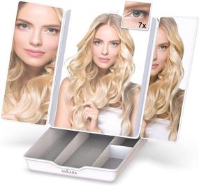 img 2 attached to 💄 NIXADA Makeup Mirror Vanity Mirror: Illuminated Trifold Mirror with Organizer, Lights, and Travel Tray