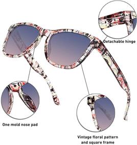 img 2 attached to 🕶️ Polarized Floral Print Sunglasses for Women and Men - Vintage Retro Frame, Classic Fashion Sun Protection Glasses with UV Filter