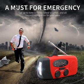 img 2 attached to 📻 Self-Powered Emergency Hand Crank Radio - Portable NOAA Solar Wind Up Weather Radio with LED Flashlight, USB Rechargeable, 1000mAh Power Bank for Cell Phone Charger (Red)