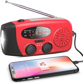 img 4 attached to 📻 Self-Powered Emergency Hand Crank Radio - Portable NOAA Solar Wind Up Weather Radio with LED Flashlight, USB Rechargeable, 1000mAh Power Bank for Cell Phone Charger (Red)