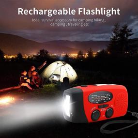 img 1 attached to 📻 Self-Powered Emergency Hand Crank Radio - Portable NOAA Solar Wind Up Weather Radio with LED Flashlight, USB Rechargeable, 1000mAh Power Bank for Cell Phone Charger (Red)