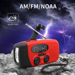 img 3 attached to 📻 Self-Powered Emergency Hand Crank Radio - Portable NOAA Solar Wind Up Weather Radio with LED Flashlight, USB Rechargeable, 1000mAh Power Bank for Cell Phone Charger (Red)