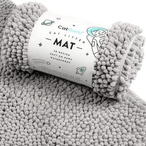 img 4 attached to 🐾 CatGuru Premium Cat Litter Mat – Ultimate Scatter Control for Medium, XL, or XXL Waterproof Litter Boxes – Non-Slip & Machine Washable Trapper with Grey Design