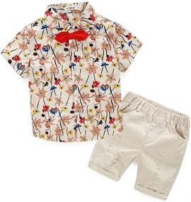 img 4 attached to 👕 Kimocat Boys' Summer Casual Button Down Clothing Sets: Cool and Comfortable Style