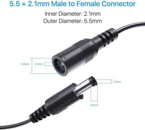img 3 attached to 💡 ZOSI 2pack 33ft 12V DC Power Extension Cable for Security Camera, LED Strip, Car - Black