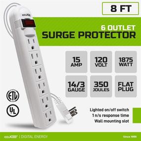 img 3 attached to 🔌 Digital Energy 6-Outlet Surge Protector Power Strip with 8ft Extension Cord - White, Flat Plug, ETL Listed/UL Standard