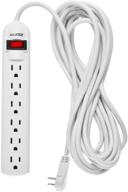 🔌 digital energy 6-outlet surge protector power strip with 8ft extension cord - white, flat plug, etl listed/ul standard logo