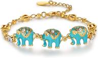 lucky green elephant bracelet for women and girls - rroyal crown & cz stone, 18k gold plated diamond chain logo