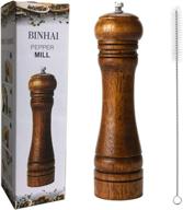 🌶 premium 8" wooden pepper mill kit: solid wood, manual mill with adjustable ceramic grinder logo