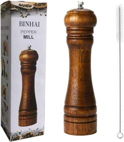 img 4 attached to 🌶 Premium 8" Wooden Pepper Mill Kit: Solid Wood, Manual Mill with Adjustable Ceramic Grinder