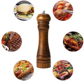 img 2 attached to 🌶 Premium 8" Wooden Pepper Mill Kit: Solid Wood, Manual Mill with Adjustable Ceramic Grinder