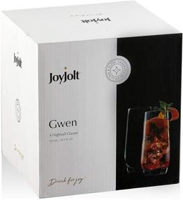 img 1 attached to 🥃 JoyJolt Gwen Highball Glasses: Set of 4 Elegant Tall Drinking Glasses, 18oz Cocktail Glass Set, Lead-Free Crystal Glassware for Bourbon, Whiskey, Iced Tea and More