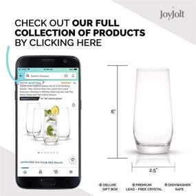 img 3 attached to 🥃 JoyJolt Gwen Highball Glasses: Set of 4 Elegant Tall Drinking Glasses, 18oz Cocktail Glass Set, Lead-Free Crystal Glassware for Bourbon, Whiskey, Iced Tea and More