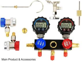 img 2 attached to Elitech DMG-1 Набор манометров для хладагента AC 2 пути для R134A, R410A, R22 - включает шланги, адаптеры соединителей и кейс для переноски
