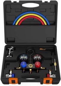 img 3 attached to Elitech DMG-1 AC Manifold Gauge Set 2 Way for R134A, R410A, R22 Refrigerants - Includes Hoses, Coupler Adapters, and Carrying Case
