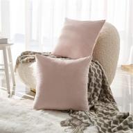 🛋️ neeryo pack of 2 velvet cushion covers - soft square pillowcases for couch, bedroom, farmhouse decor - decorative solid color sofa throw pillow covers - 18 x 18 inch - pillow slipcovers in light pink логотип