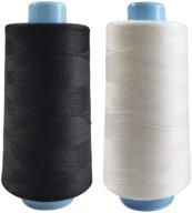 🧵 2 spools of 3000 yard polyester sewing thread in white and black for hand & machine sewing, 40/2 all-purpose connecting threads logo