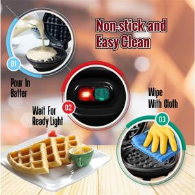 img 3 attached to 🧇 Burgess Brothers Mini Waffle Maker - Portable Electric Non-Stick Belgian Waffle Iron, Makes 4 Inch Waffles, Includes Bamboo Sporks