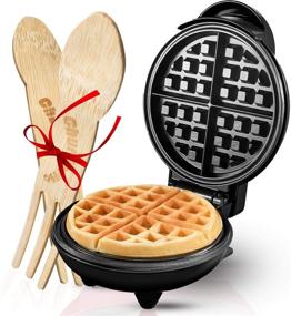 img 4 attached to 🧇 Burgess Brothers Mini Waffle Maker - Portable Electric Non-Stick Belgian Waffle Iron, Makes 4 Inch Waffles, Includes Bamboo Sporks