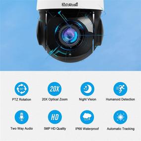 img 3 attached to 📷 JideTech 5MP PTZ Outdoor WiFi Security Camera - Smart Surveillance IP Camera with 20X Zoom, 1000ft View Distance, SDM Array IR Night Vision, Detection Alarm, 2-Way Audio, IP66 Waterproof, Auto-Tracking