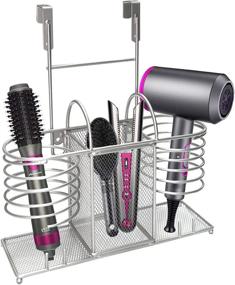 img 4 attached to 🧼 Sunlit Hair Tool Organizer Storage Basket Holder - 3-in-1 Wall Mount/Countertop/Cabinet Door Metal Wire for Hair Dryer, Brushes, Flat Iron, Curling Wand, Straightener