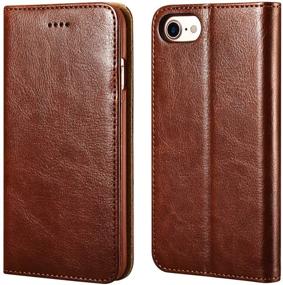 img 4 attached to Premium Leather Wallet Case for iPhone 7/8/SE 2020 4.7 Inch, ICARERCASE with Magnetic Closure, Kickstand, and 3 Card Slots (Brown)