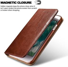 img 1 attached to Premium Leather Wallet Case for iPhone 7/8/SE 2020 4.7 Inch, ICARERCASE with Magnetic Closure, Kickstand, and 3 Card Slots (Brown)