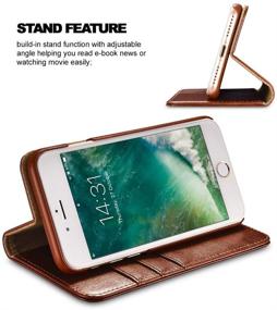 img 2 attached to Premium Leather Wallet Case for iPhone 7/8/SE 2020 4.7 Inch, ICARERCASE with Magnetic Closure, Kickstand, and 3 Card Slots (Brown)