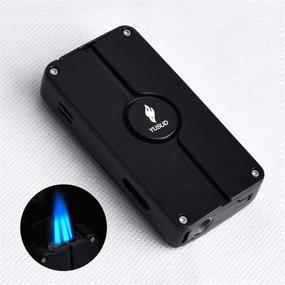 img 1 attached to 🔥 Ultimate Jet Torch Cigar Lighter: 3 Flame Butane Refillable, Visible Gas Tank, and Cigar Punch (Black) for an Unforgettable Smoking Experience!