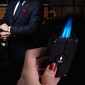 img 3 attached to 🔥 Ultimate Jet Torch Cigar Lighter: 3 Flame Butane Refillable, Visible Gas Tank, and Cigar Punch (Black) for an Unforgettable Smoking Experience!