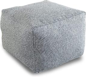 img 4 attached to 🪑 Versatile and Stylish Unstuffed Square Pouf Ottoman Cover - Cotton Linen Storage Bean Bag Poufs Ottomans Stool Footrest for Living Room - Grey (17"x17"x13")