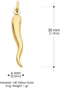 img 3 attached to Ioka 14K Yellow Gold Cornicello Italian Horn 30MM Charm: Enhance Your Luck with this Medium-sized Pendant for Necklace or Chain