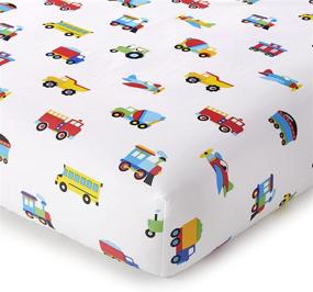 img 1 attached to 🚂 100% Cotton Twin Sheet Set for Boys & Girls - Includes Top Sheet, Fitted Sheet, and One Standard Pillow Case - Cozy Cuddles Bedding Set - BPA-free - Trains, Planes & Trucks Design