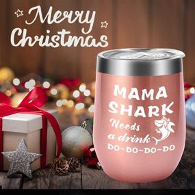 img 3 attached to 🦈 Mama Shark Appreciates a Refreshment - Thank You Gifts, Amusing Birthday Cup Inspirational Gifts for Women, Men, Coworker, Friends - 12 oz Vacuum Insulated Travel Tumbler for Wine Coffee Cocktail