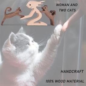 img 3 attached to 🐱 Charming Handcrafted Woman and Cat Statue: Exquisite Wooden Figurine for Elegant Home Décor Accents