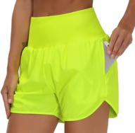 the gym people high waist women's running shorts with liner, ideal for athletic hiking and workouts, featuring zip pockets logo