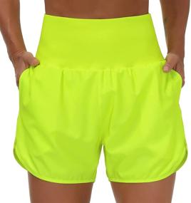 img 3 attached to THE GYM PEOPLE High Waist Women's Running Shorts with Liner, Ideal for Athletic Hiking and Workouts, Featuring Zip Pockets