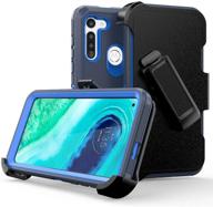 📱 moto g fast case - navy blue shockproof protector with belt clip and kickstand - compatible with motorola moto g fast 2020 phone logo