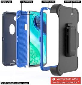 img 2 attached to 📱 Moto G Fast Case - Navy Blue Shockproof Protector with Belt Clip and Kickstand - Compatible with Motorola Moto G Fast 2020 Phone