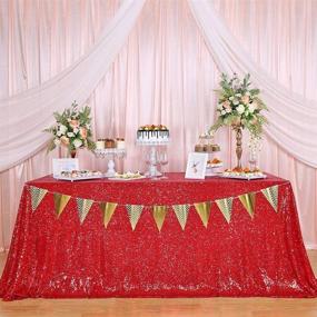 img 4 attached to Glittering Red Sequin Rectangle Tablecloth – Elegant Decoration for Tables