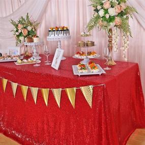 img 1 attached to Glittering Red Sequin Rectangle Tablecloth – Elegant Decoration for Tables