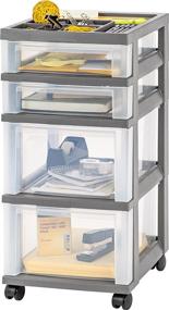 img 4 attached to 🗄️ MC Plastic Storage Drawer Rolling Cart with Organizer Top - 4 Grey CLR, Gray by IRIS USA