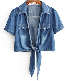 img 4 attached to Cotton Knotted Denim Jacket Sleeve