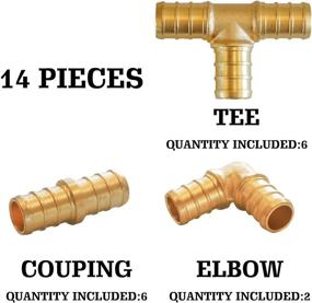 img 2 attached to 🔧 Hourleey Brass PEX Fittings Kit 1/2" Tubing - 14 Piece Set: Tee, Coupling, Elbow Fittings, Lead Free for PEX Plumbing Projects