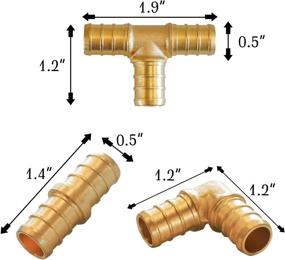 img 3 attached to 🔧 Hourleey Brass PEX Fittings Kit 1/2" Tubing - 14 Piece Set: Tee, Coupling, Elbow Fittings, Lead Free for PEX Plumbing Projects