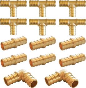 img 4 attached to 🔧 Hourleey Brass PEX Fittings Kit 1/2" Tubing - 14 Piece Set: Tee, Coupling, Elbow Fittings, Lead Free for PEX Plumbing Projects