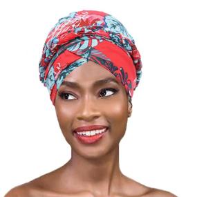 img 2 attached to Woeoe African Turban Leopard Print Head Scarf: Stylish Stretch Headwear for Women & Girls